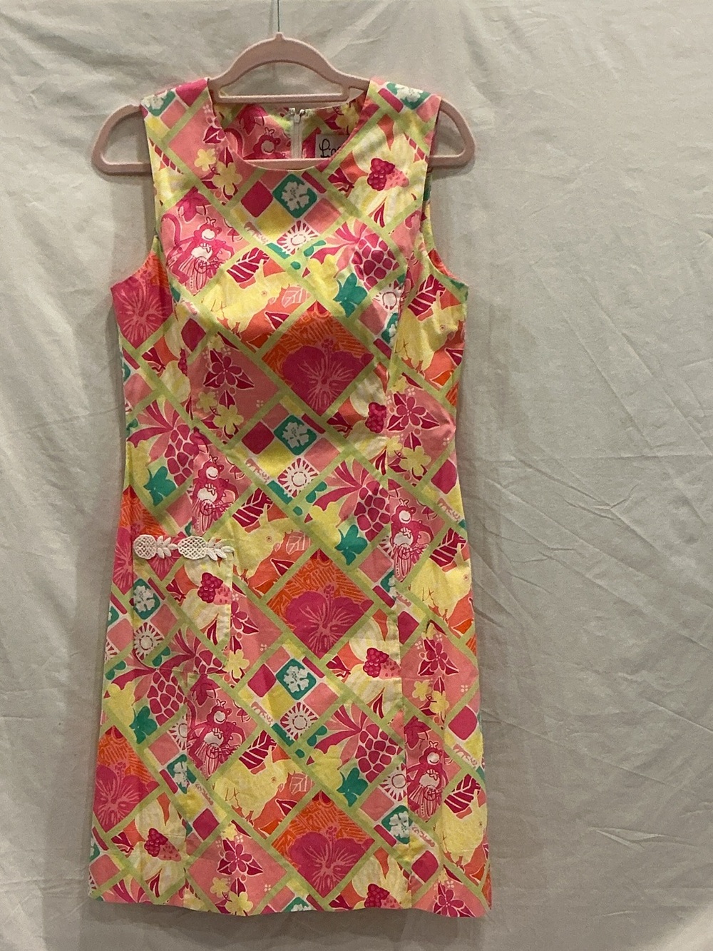 Lilly Pulitzer Floral Patchwork Sleeveless Mini Dress in Pink, Yellow, Green
